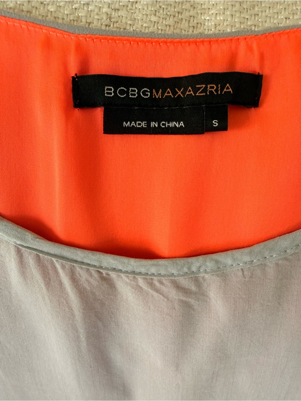 BCBGMaxAzria Gray Sheer Overlay Top with Coral Underlayer - Picture 4 of 5